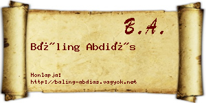 Báling Abdiás névjegykártya
